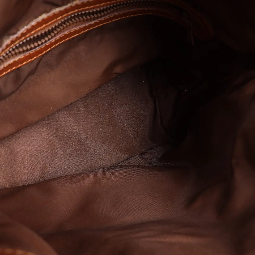 Celine Triomphe Brown Grained Leather Bucket Bag
