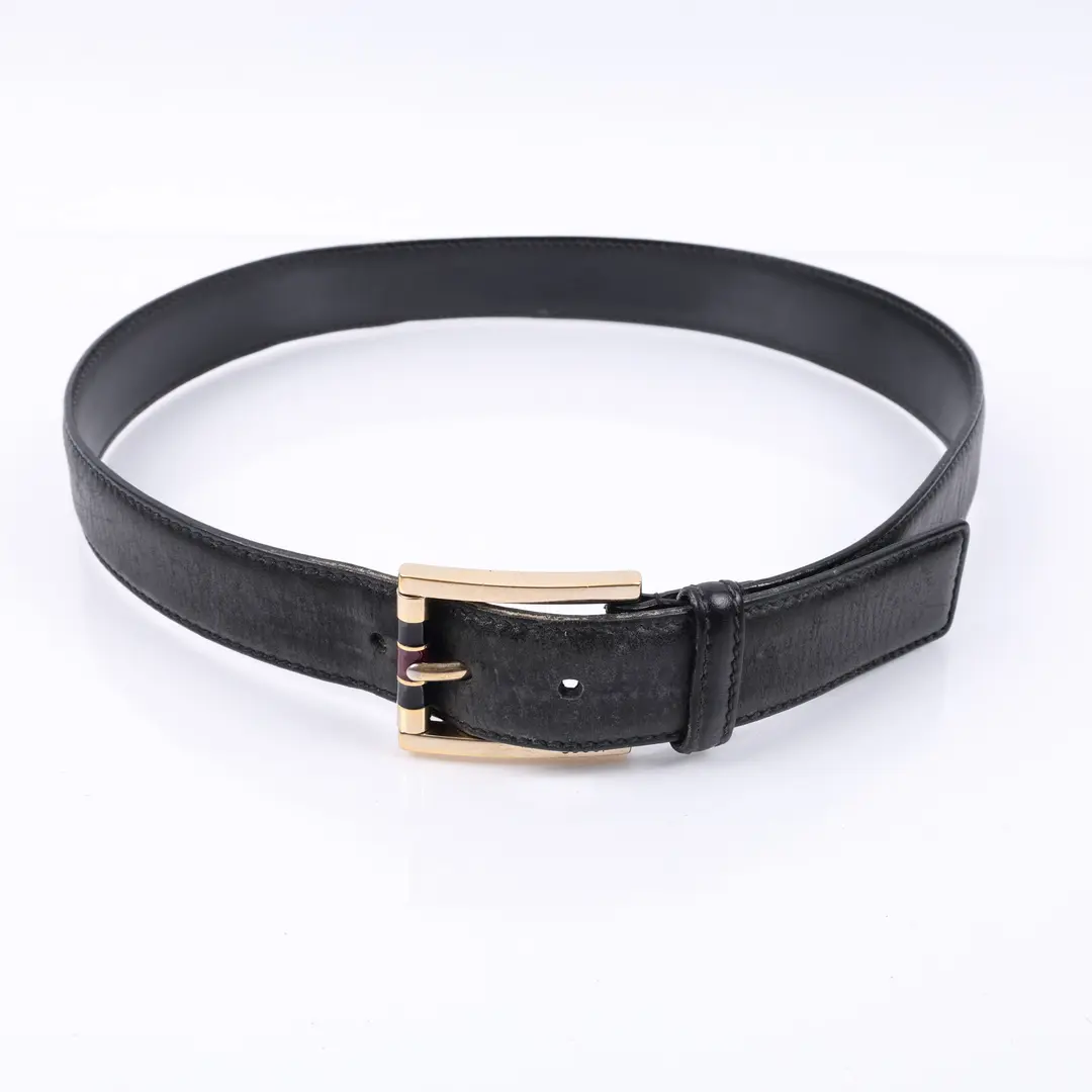 Gucci Web Buckle Black Leather 80 Belt