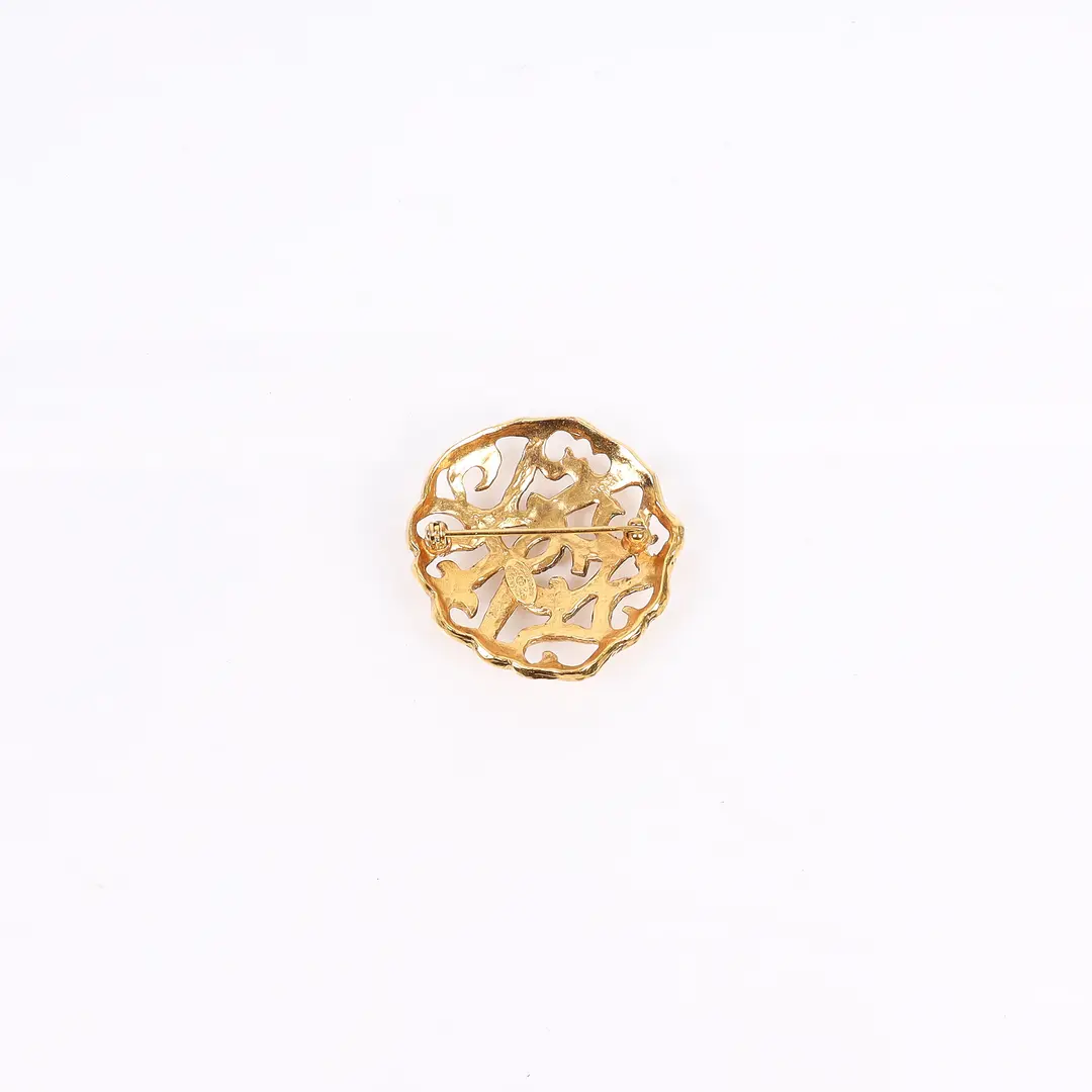 Chanel CC Logo Filigree Gold Metal Brooch