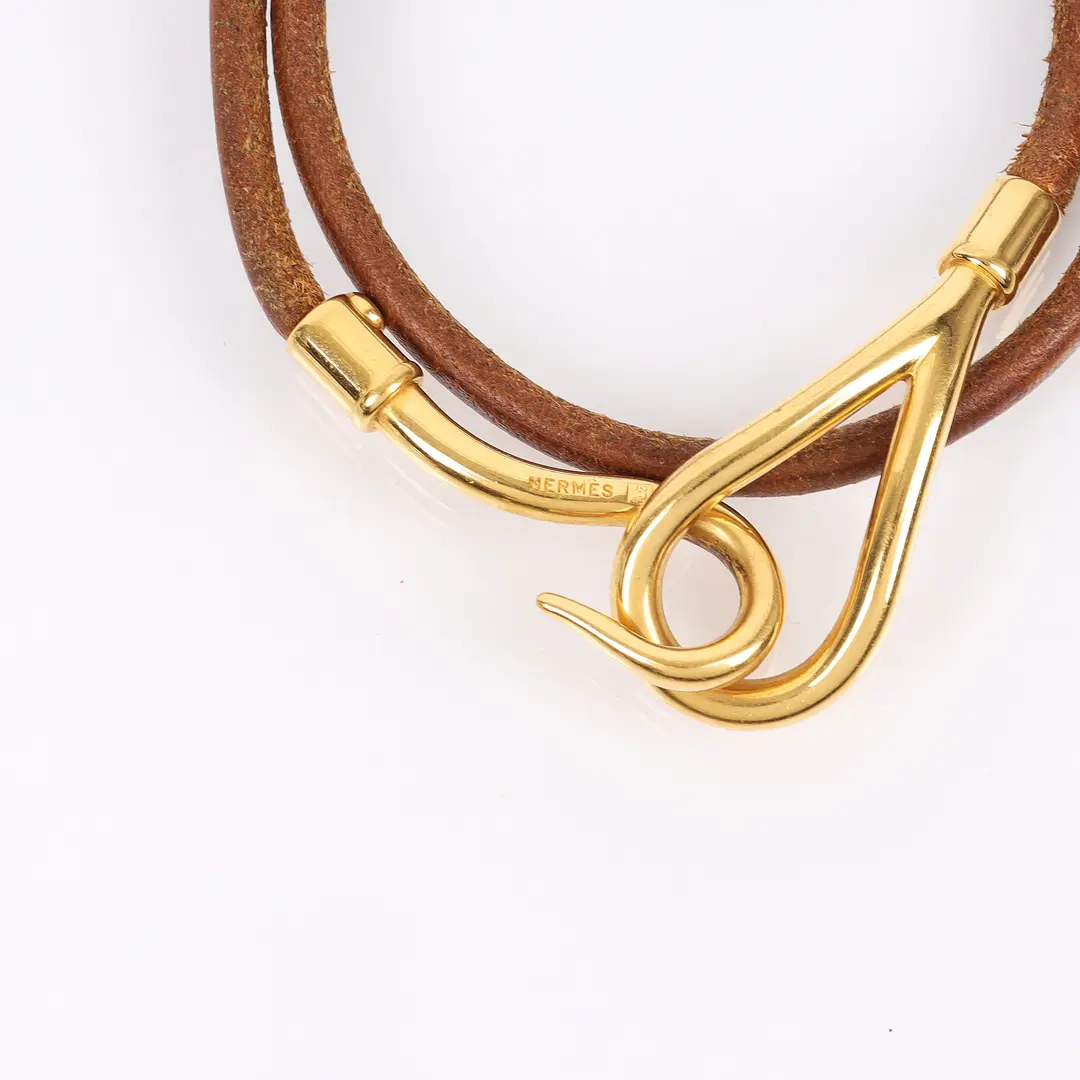 Hermes Jumbo Double Tour Brown Leather Bracelet