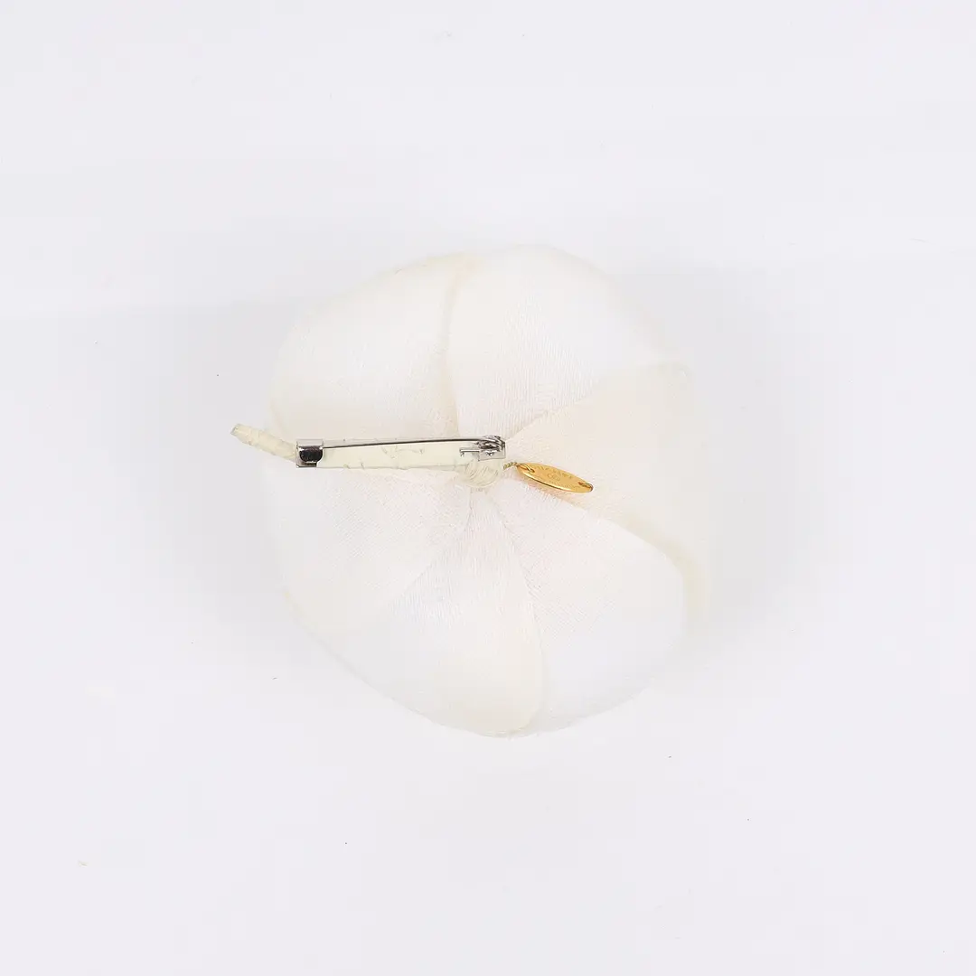 Chanel Camellia White Fabric Brooch