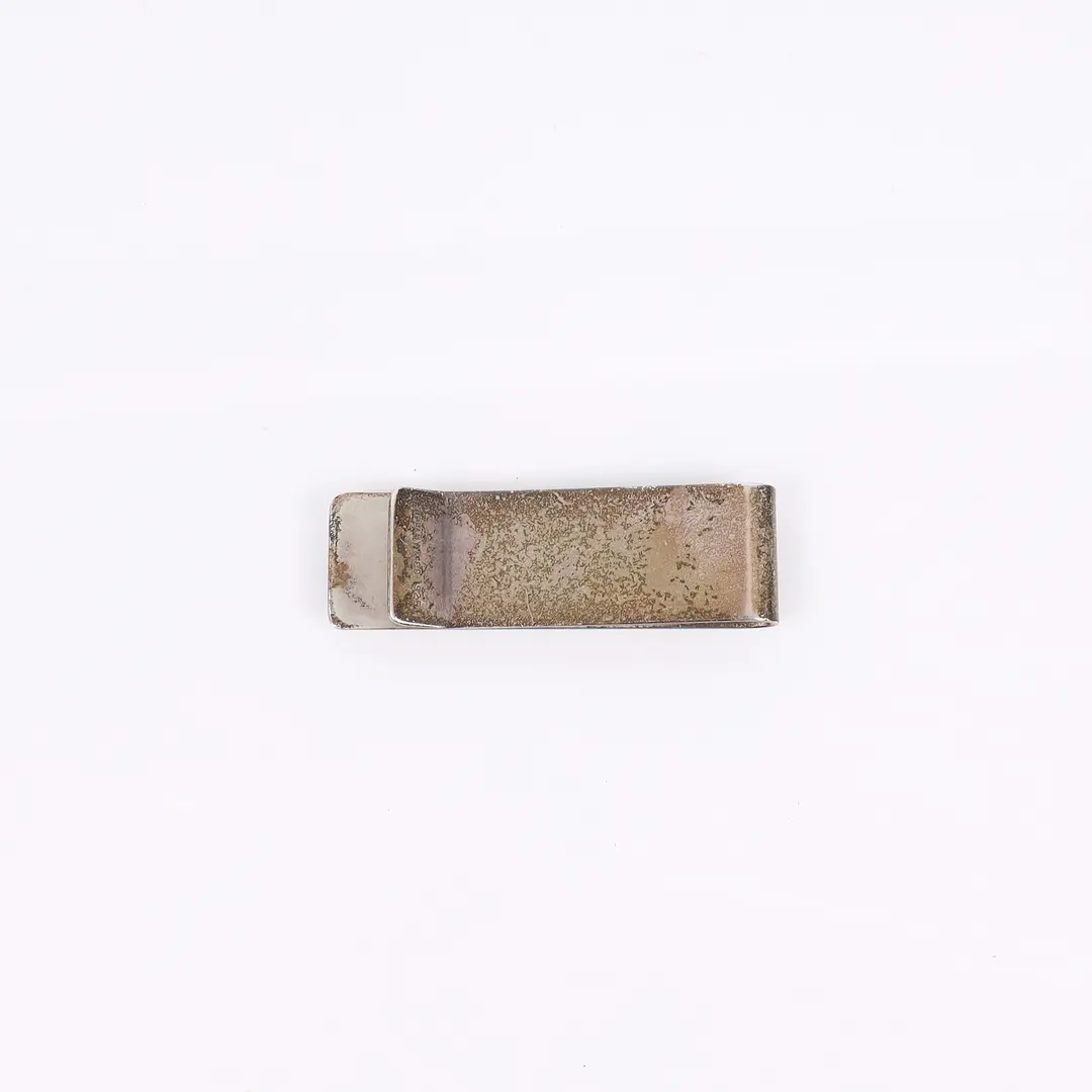 Vintage Engine Turned Silver Metal Money Clip