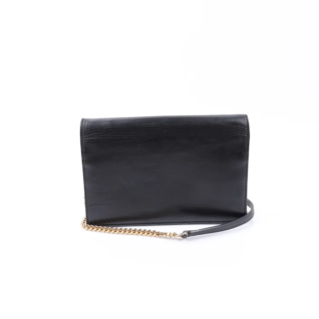 Saint Laurent Monogram Chain Wallet Tassel Black Leather Shoulder Bag
