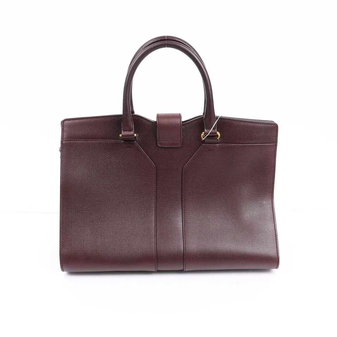 Saint Laurent Cabas Y Burgundy Leather Handbag