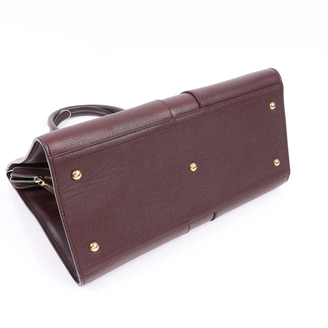 Saint Laurent Cabas Y Burgundy Leather Handbag