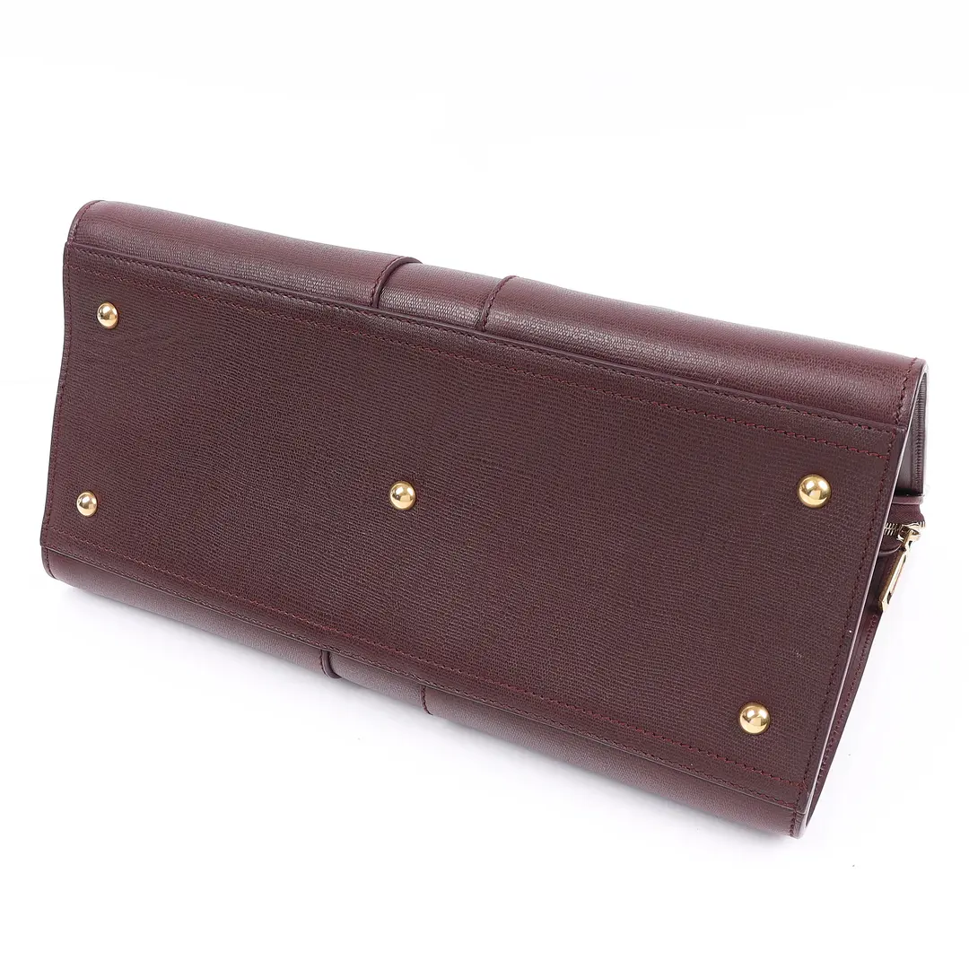 Saint Laurent Cabas Y Burgundy Leather Handbag