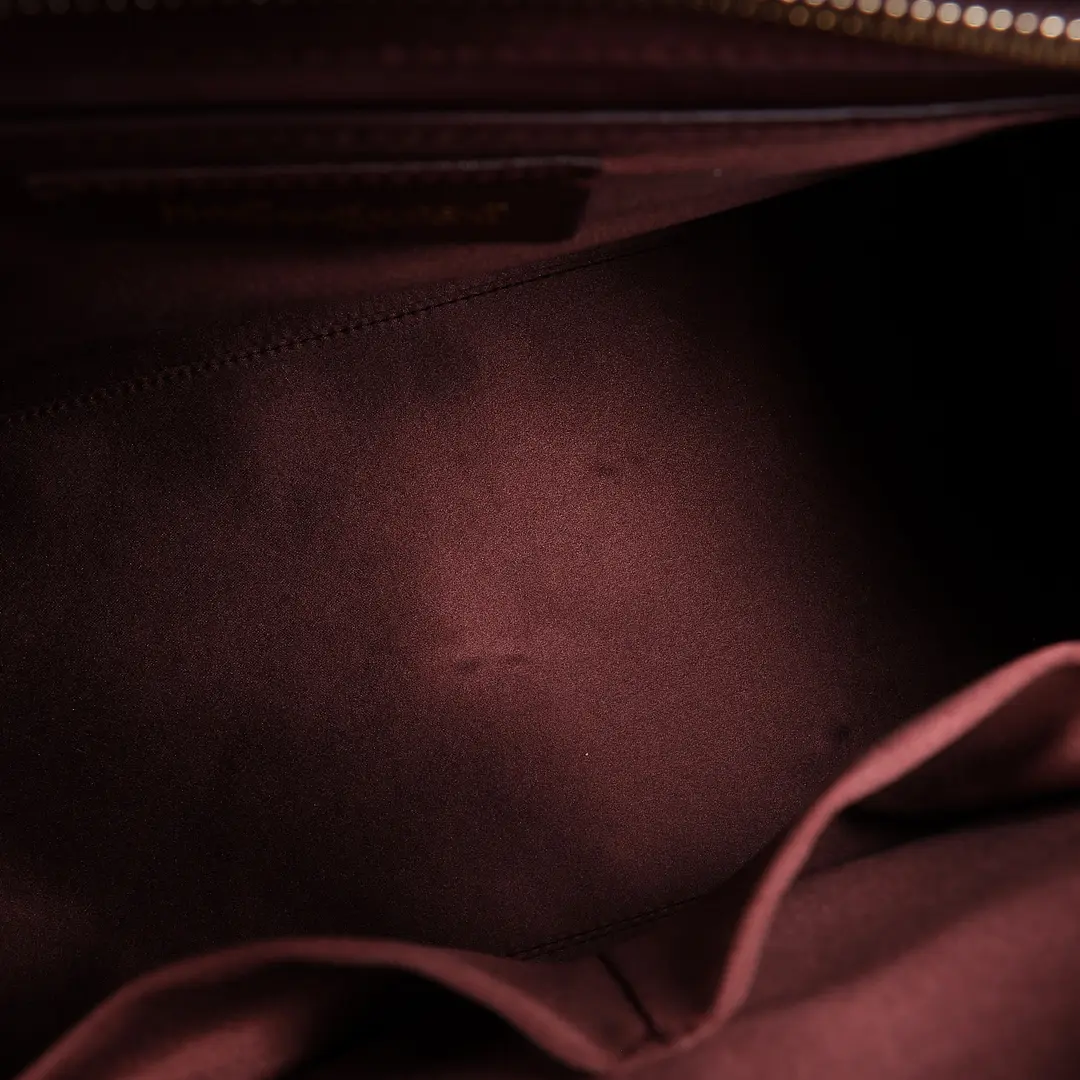 Saint Laurent Cabas Y Burgundy Leather Handbag