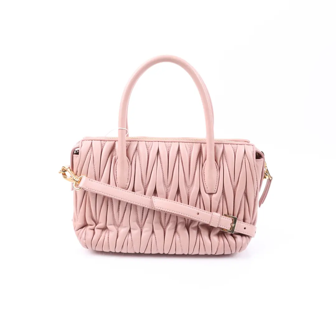 Miu Miu Matelasse Pink Leather Shoulder Bag