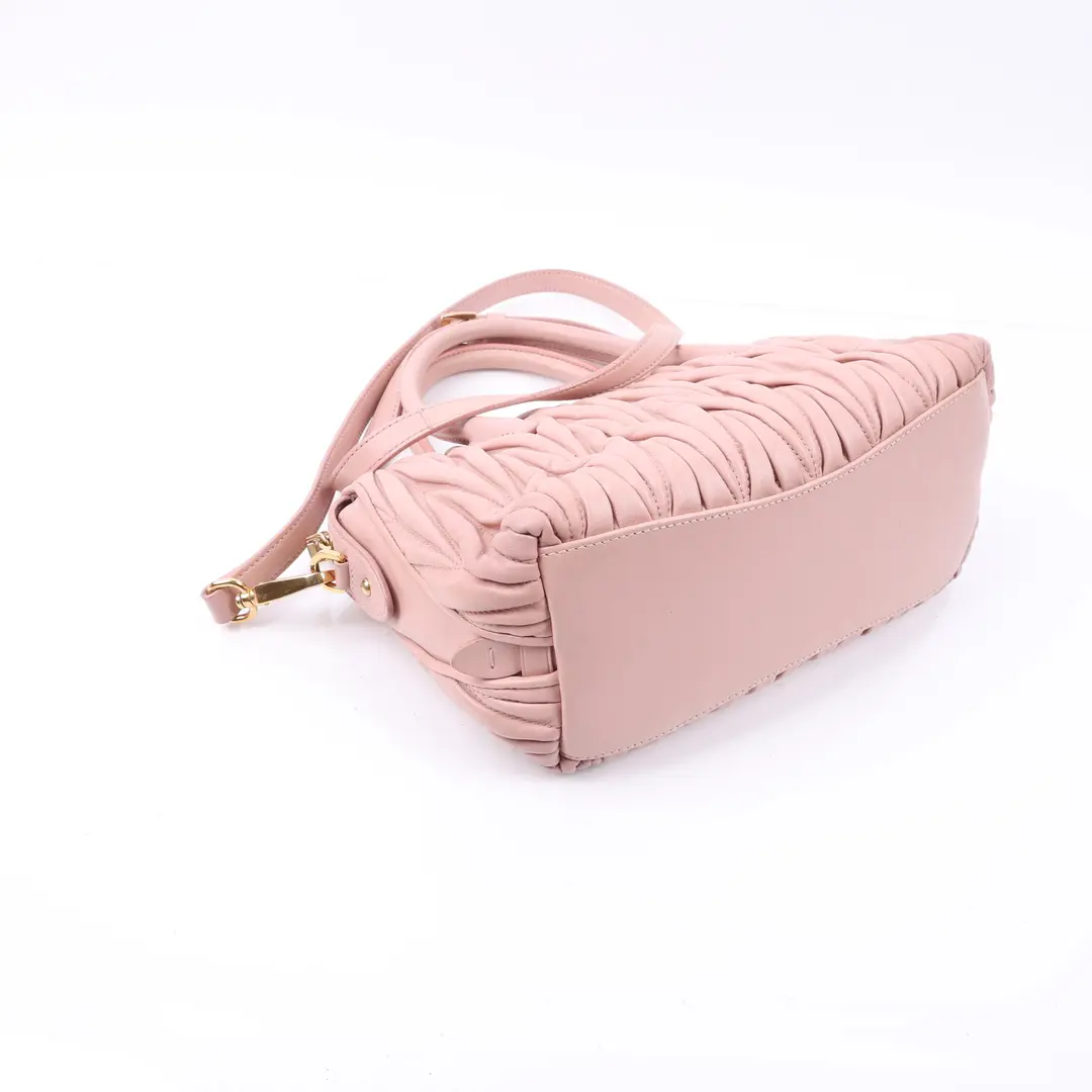 Miu Miu Matelasse Pink Leather Shoulder Bag