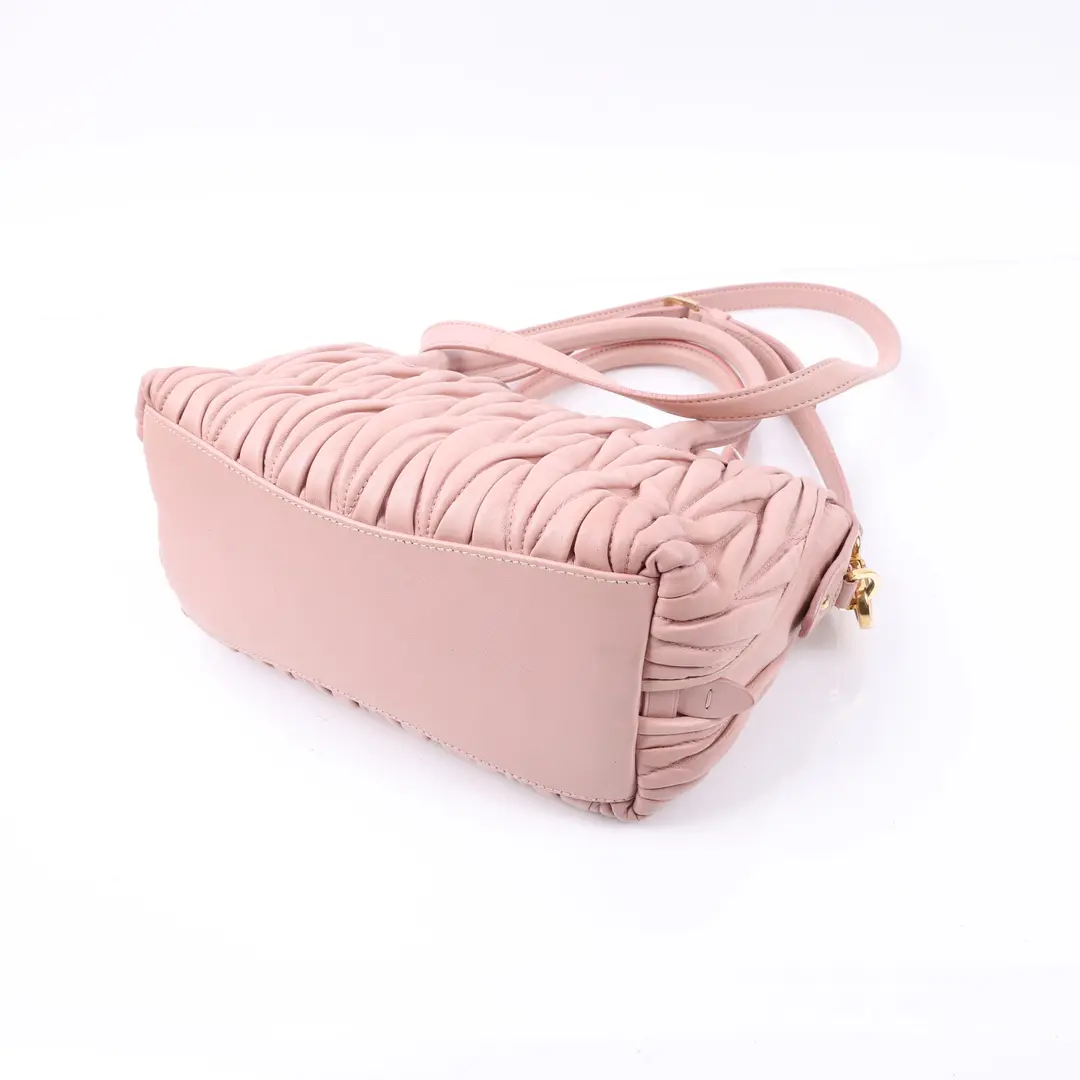 Miu Miu Matelasse Pink Leather Shoulder Bag