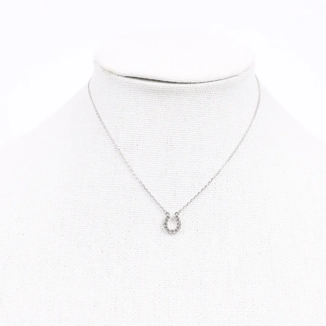 4C Horseshoe Solitaire Silver Necklace Set