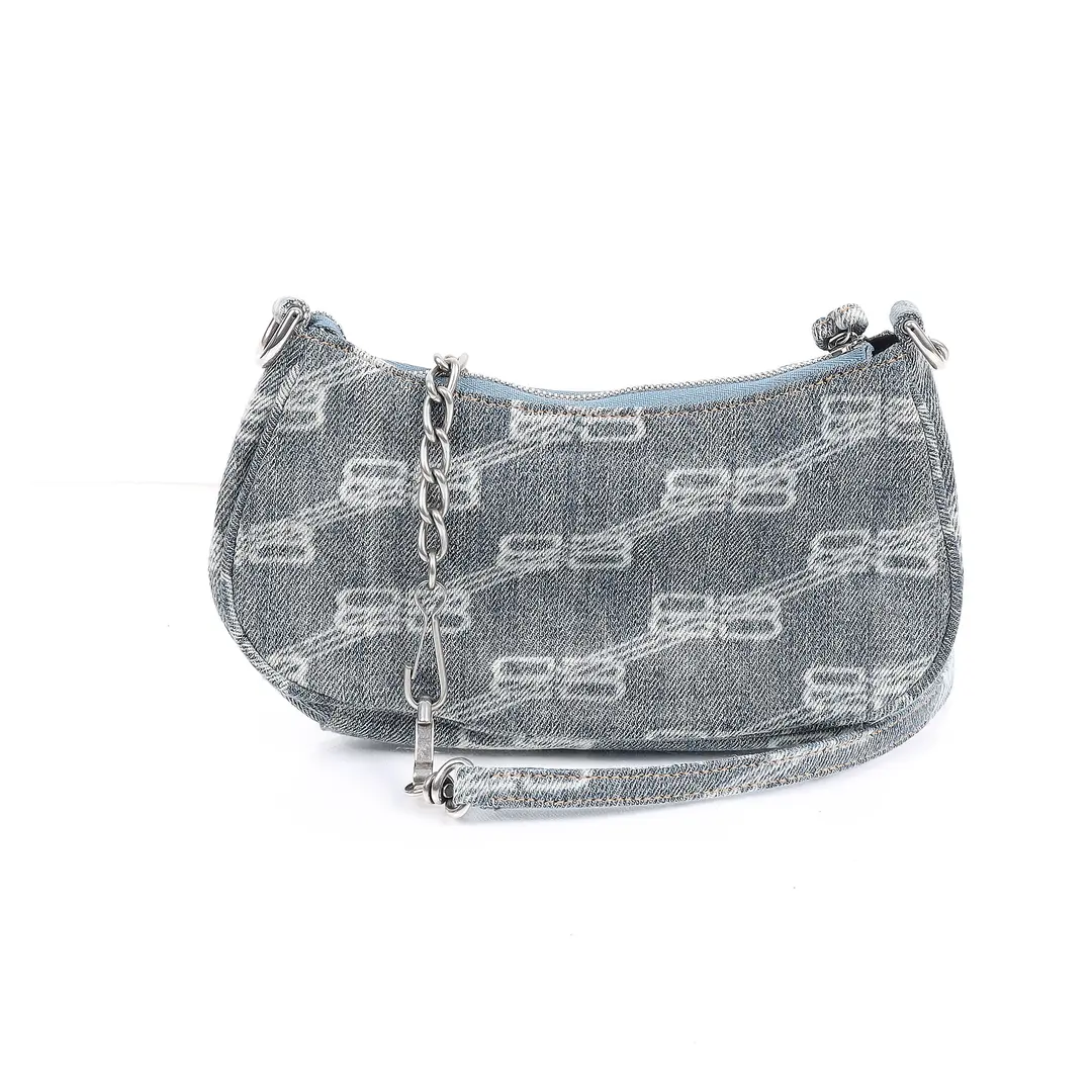 Balenciaga Le Cagole Blue Monogram Denim XS Shoulder Bag