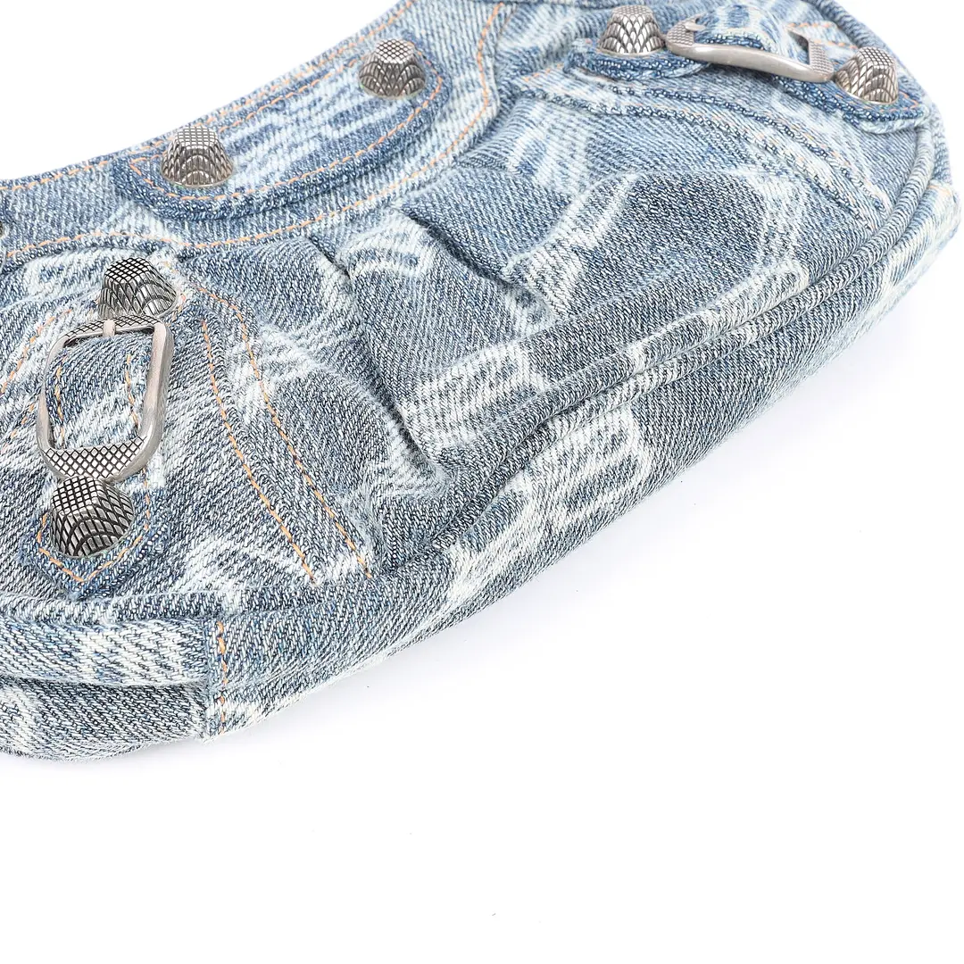 Balenciaga Le Cagole Blue Monogram Denim XS Shoulder Bag