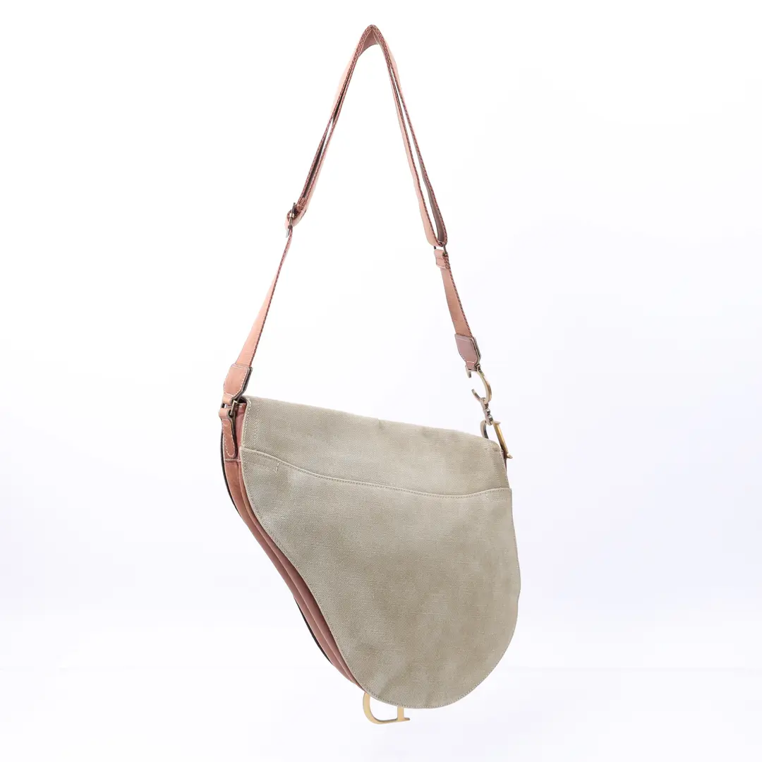 Dior Saddle Beige Canvas Shoulder Bag