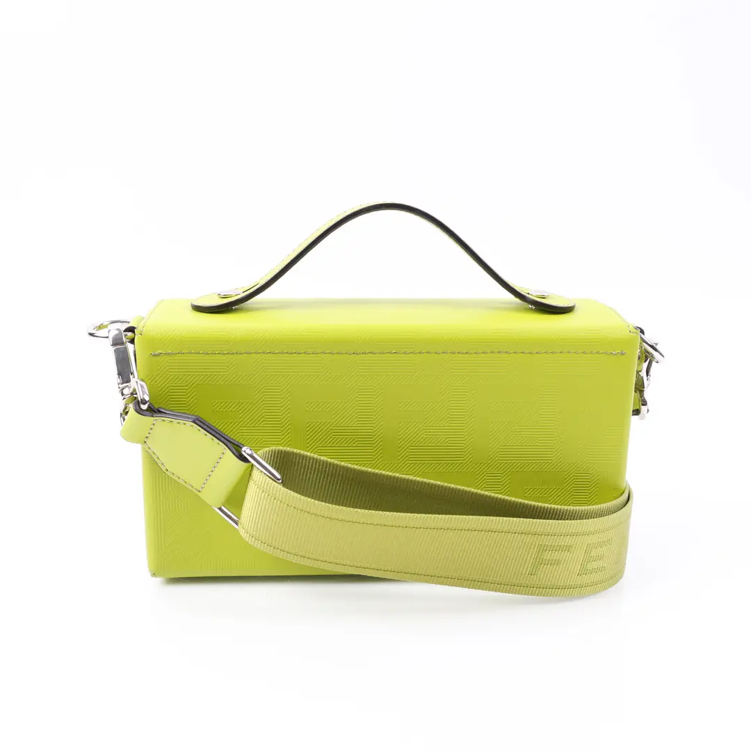 Fendi Baguette Trunk Green Leather Shoulder Bag