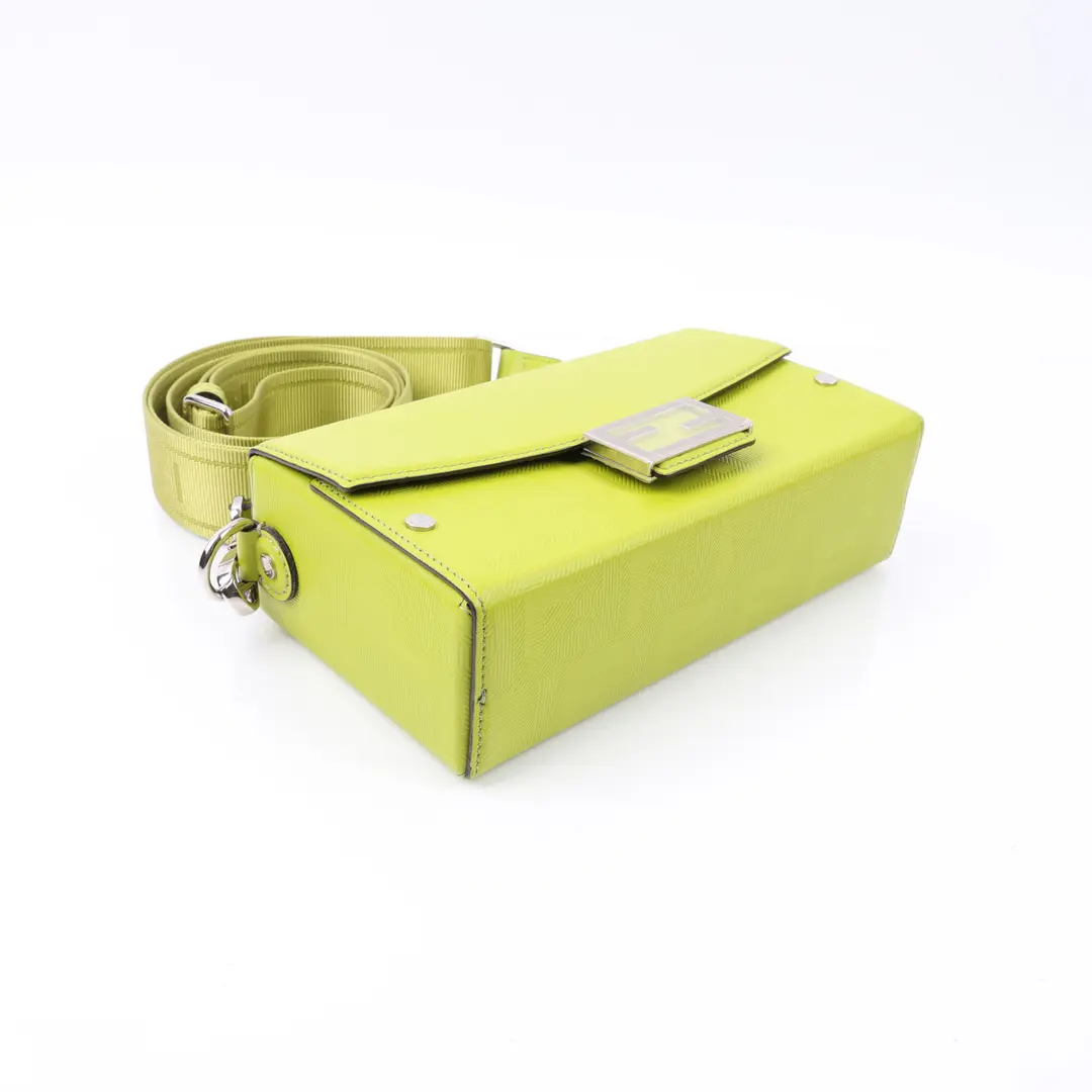 Fendi Baguette Trunk Green Leather Shoulder Bag