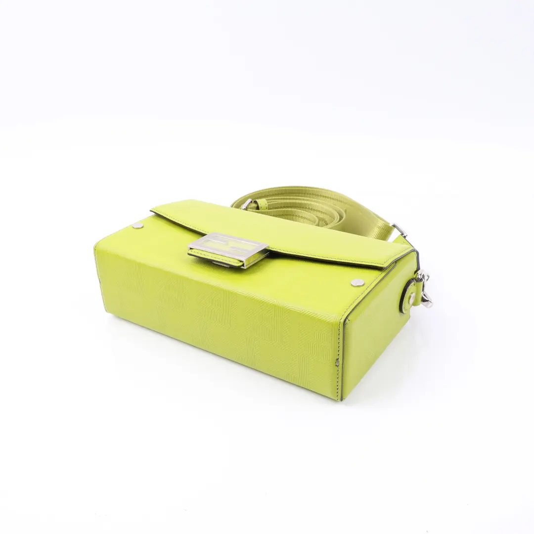Fendi Baguette Trunk Green Leather Shoulder Bag