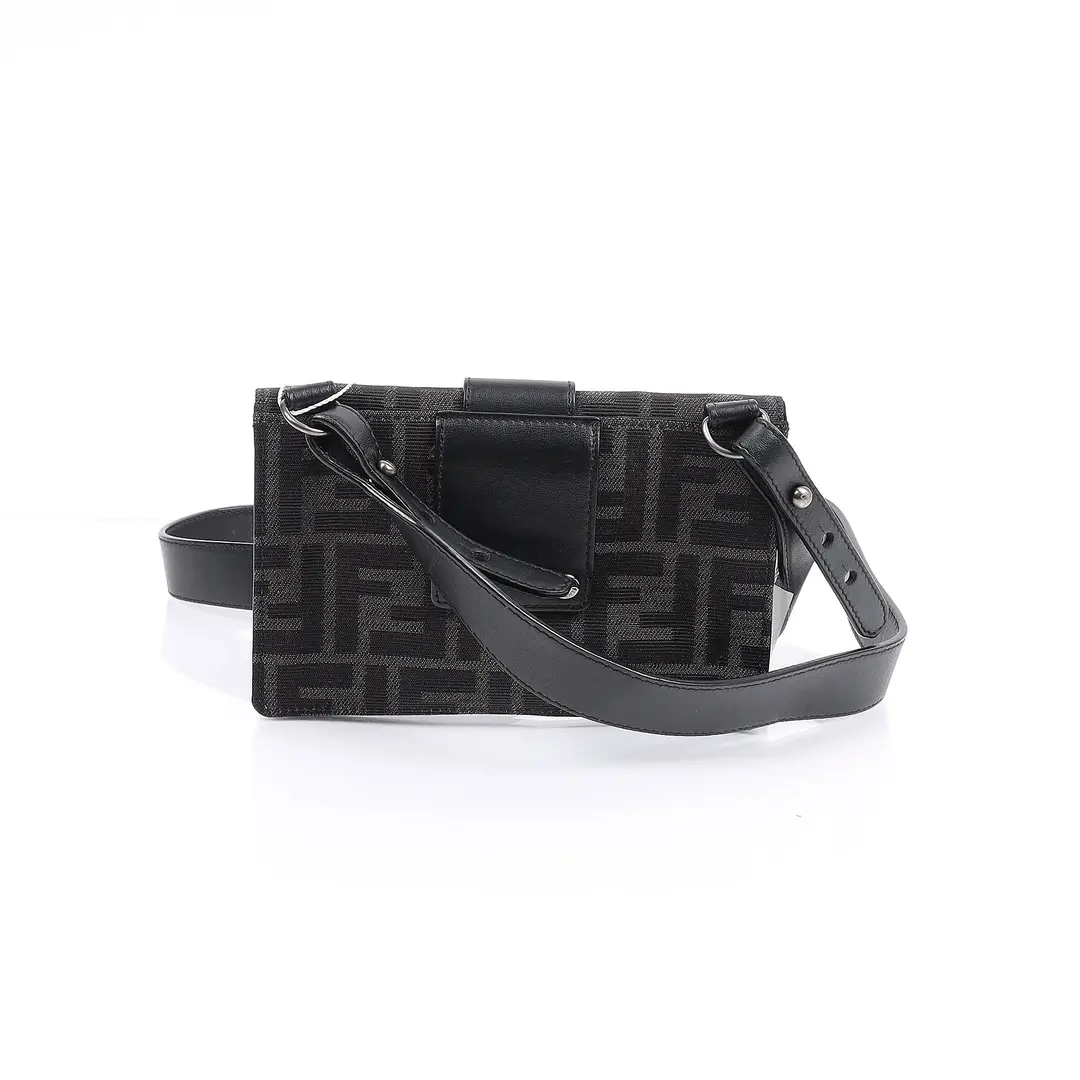 Fendi Baguette Black Zucca Canvas Belt Bag