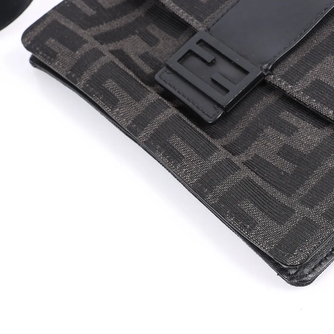 Fendi Baguette Black Zucca Canvas Belt Bag