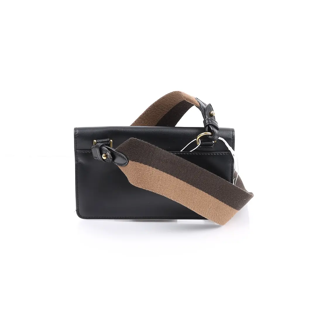 Fendi Flat Baguette Black Leather Shoulder Bag