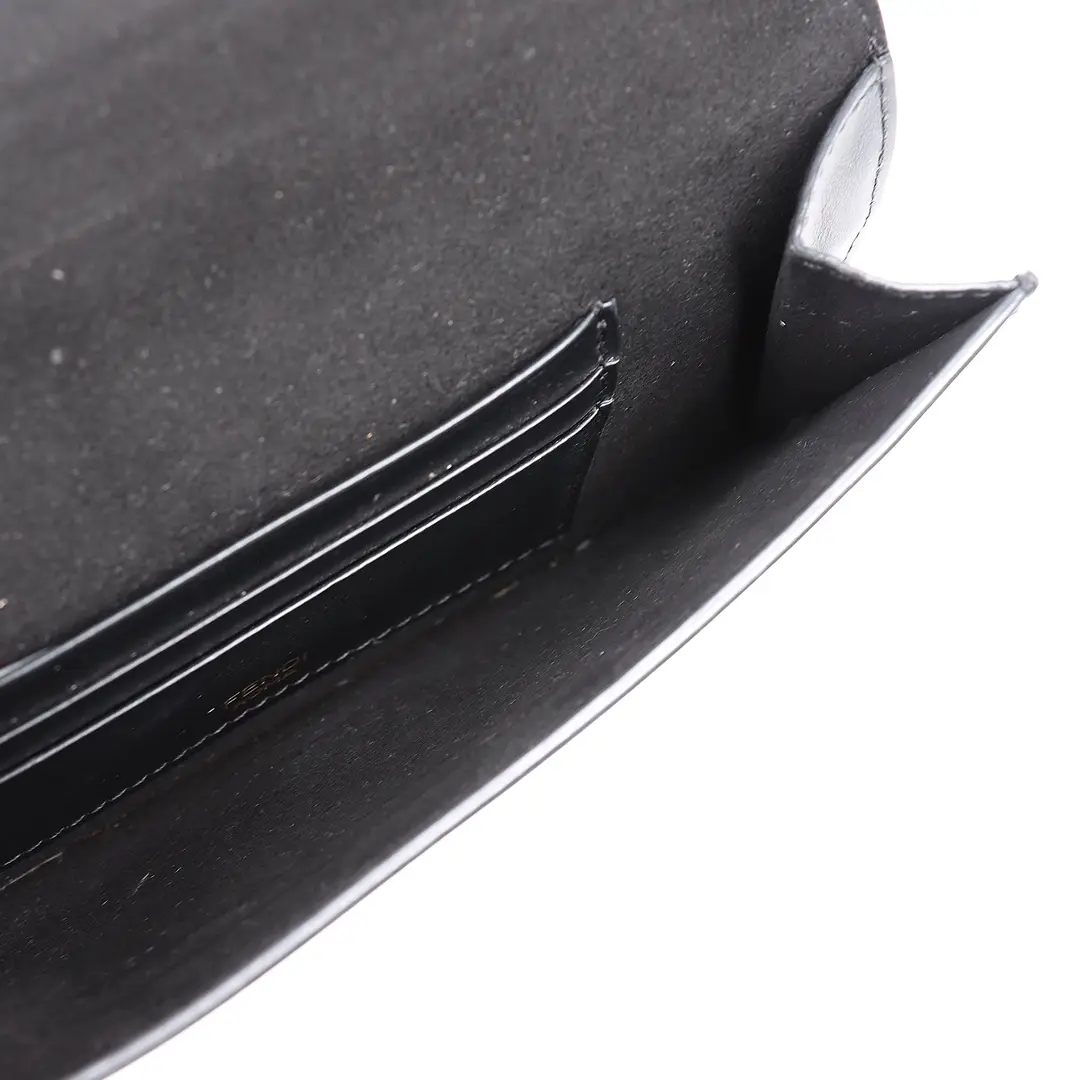 Fendi Flat Baguette Black Leather Shoulder Bag