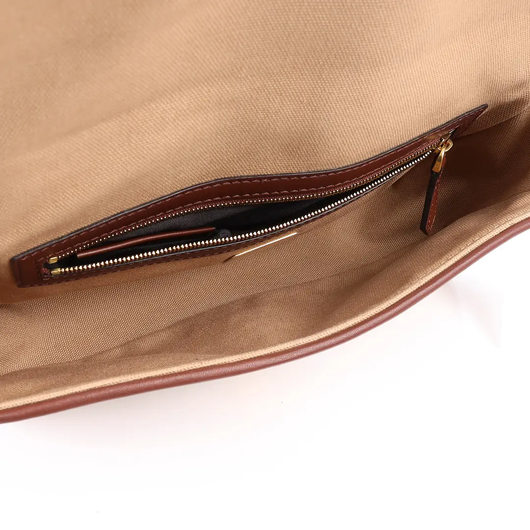 Fendi Baguette Beige Canvas Shoulder Bag