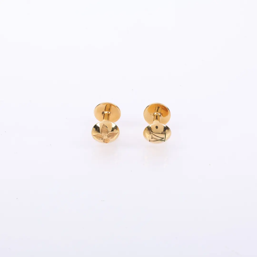 Louis Vuitton Monogram Gold Taiga Leather Cufflinks