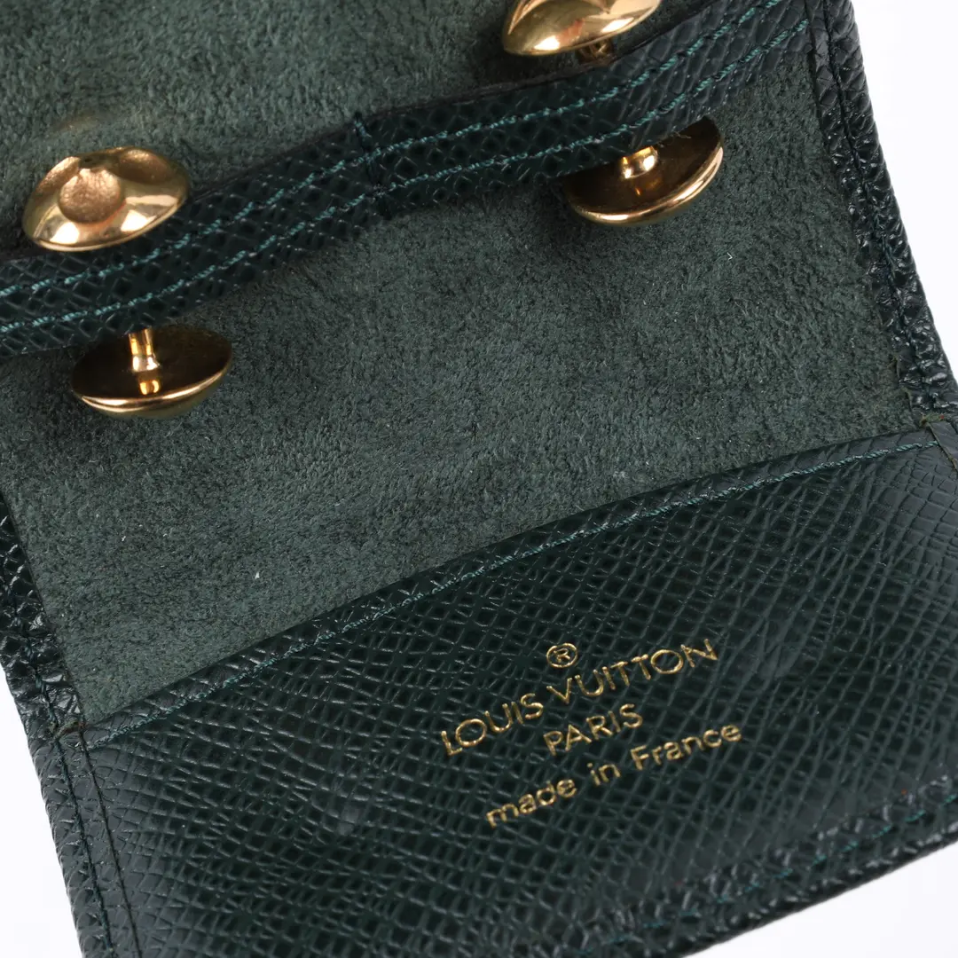 Louis Vuitton Monogram Gold Taiga Leather Cufflinks