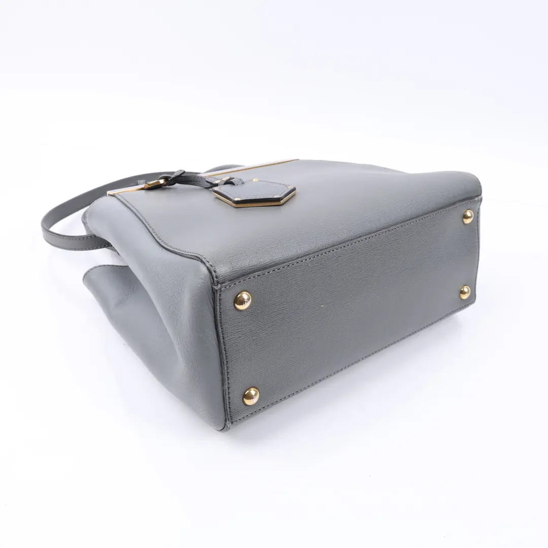 Fendi 2Jours Gray Saffiano Leather Petite Tote Bag