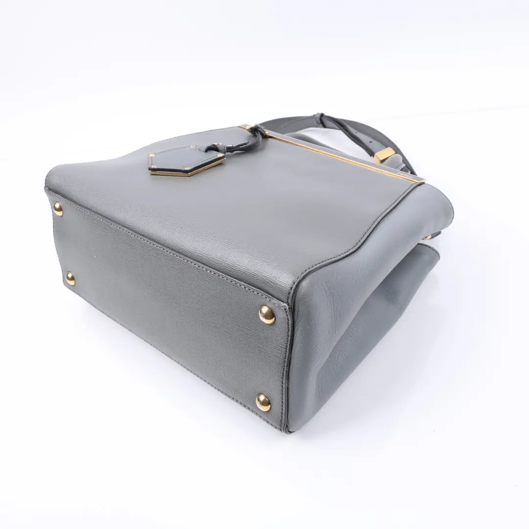 Fendi 2Jours Gray Saffiano Leather Petite Tote Bag
