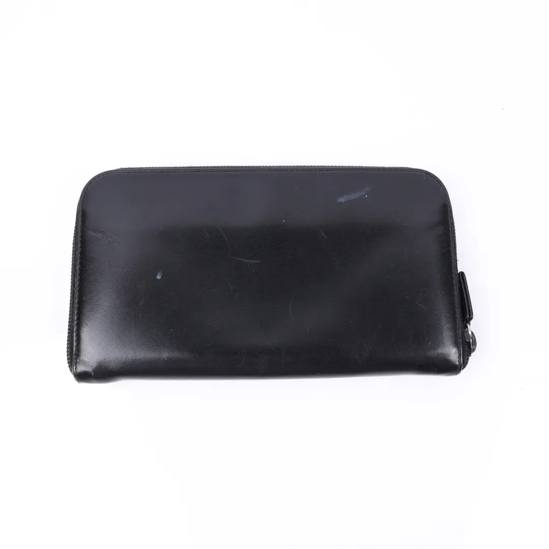 Prada Zip Around Black Leather Wallet
