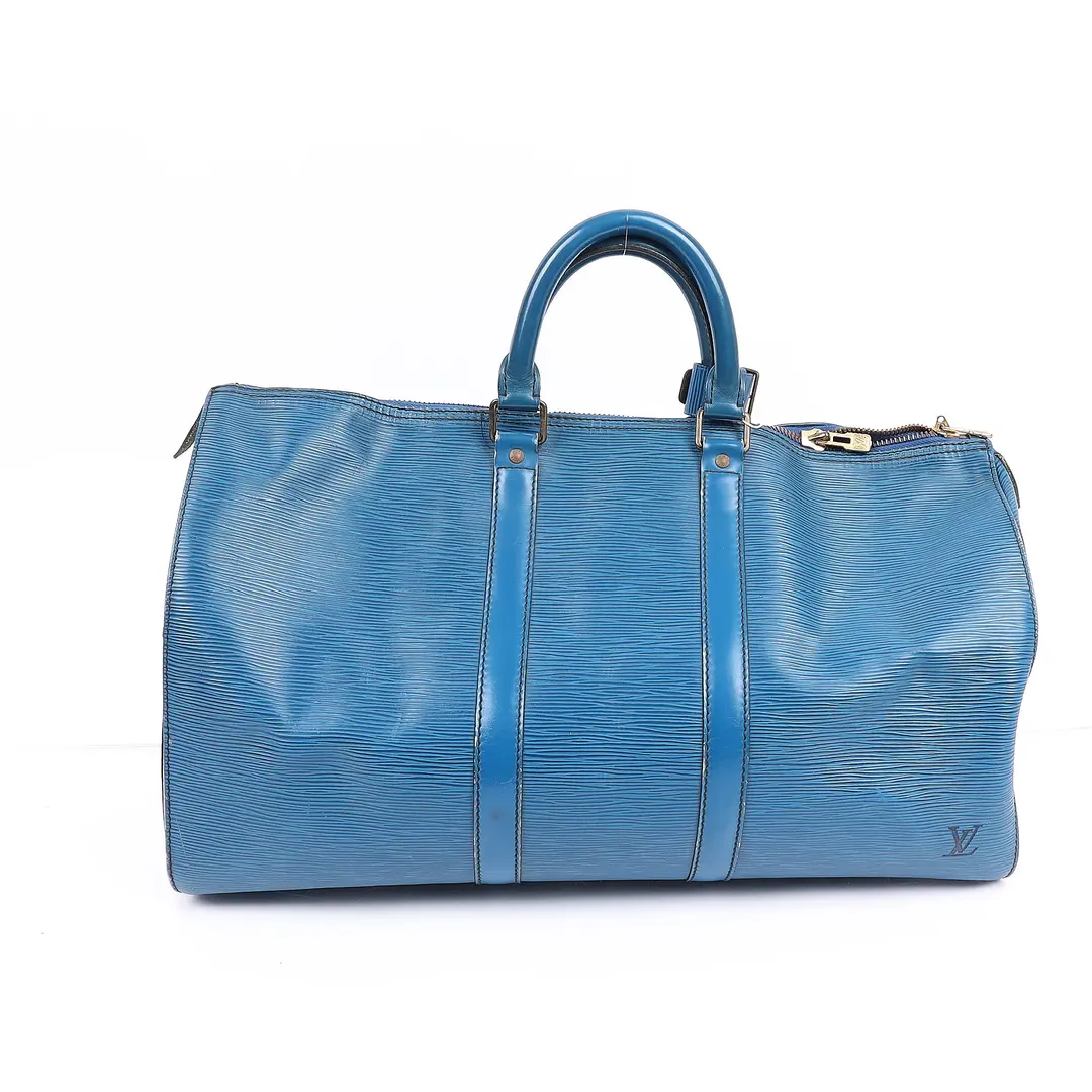 Louis Vuitton Keepall Blue Epi Leather Duffle Bag