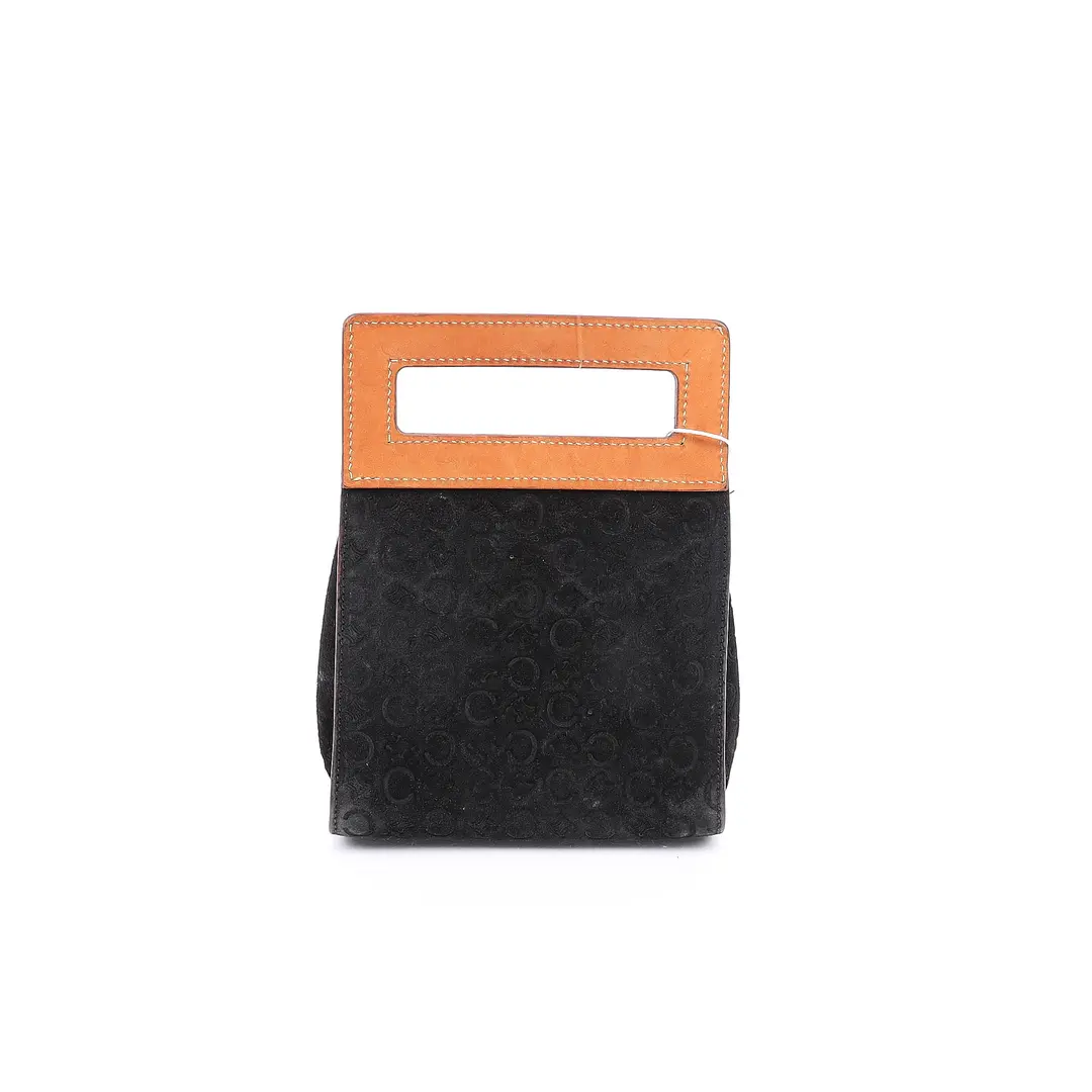 Celine C Macadam Cutout Black Suede Top Handle Bag