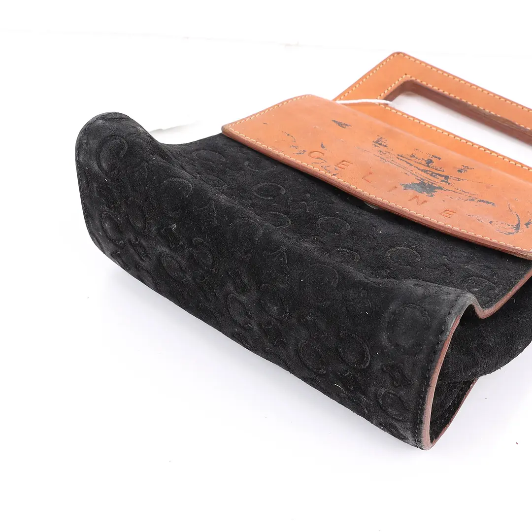 Celine C Macadam Cutout Black Suede Top Handle Bag
