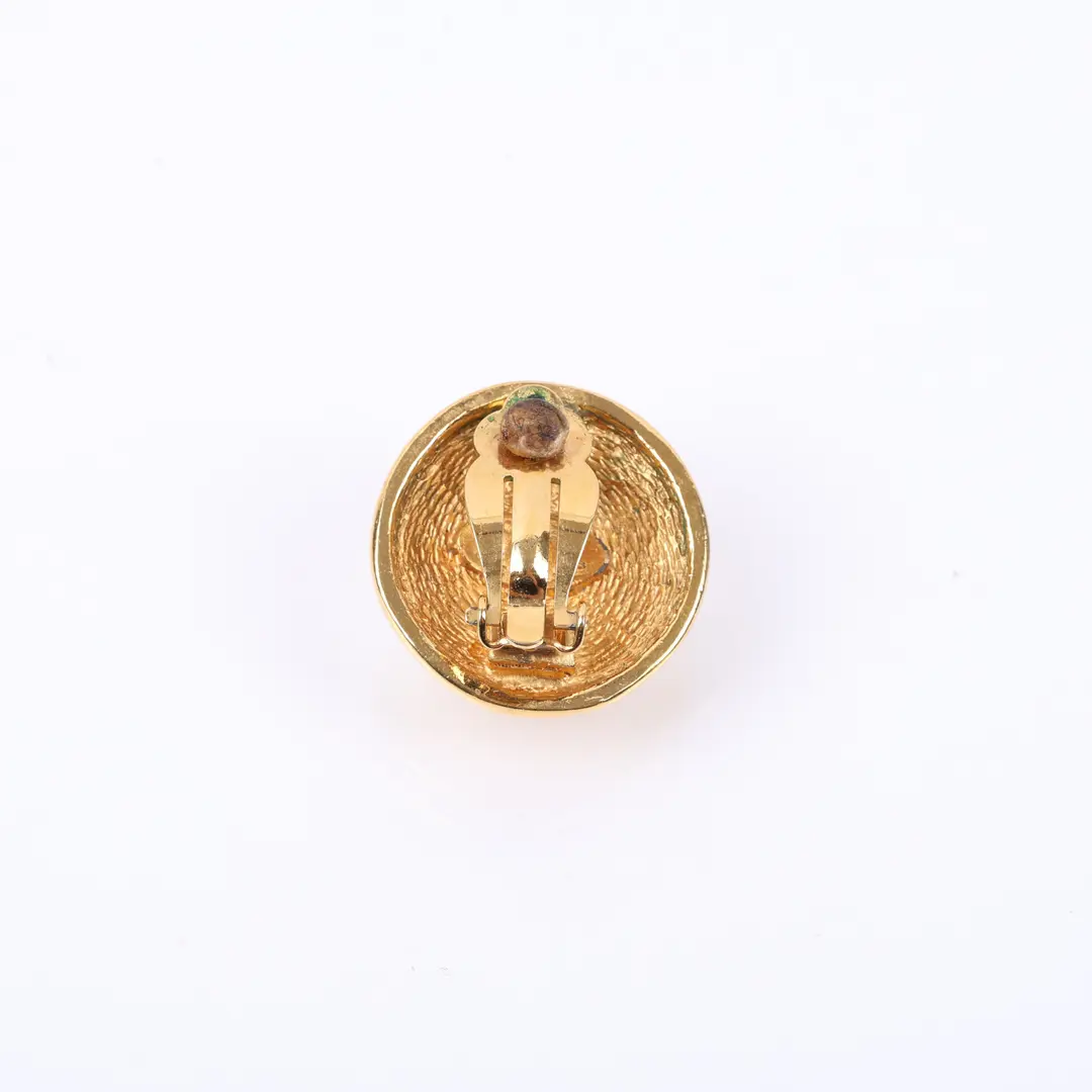 Chanel CC Logo Quilted Gold Metal Earring