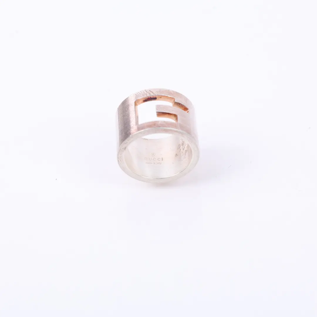 Gucci G Logo Cut Out Silver Sterling Silver Ring