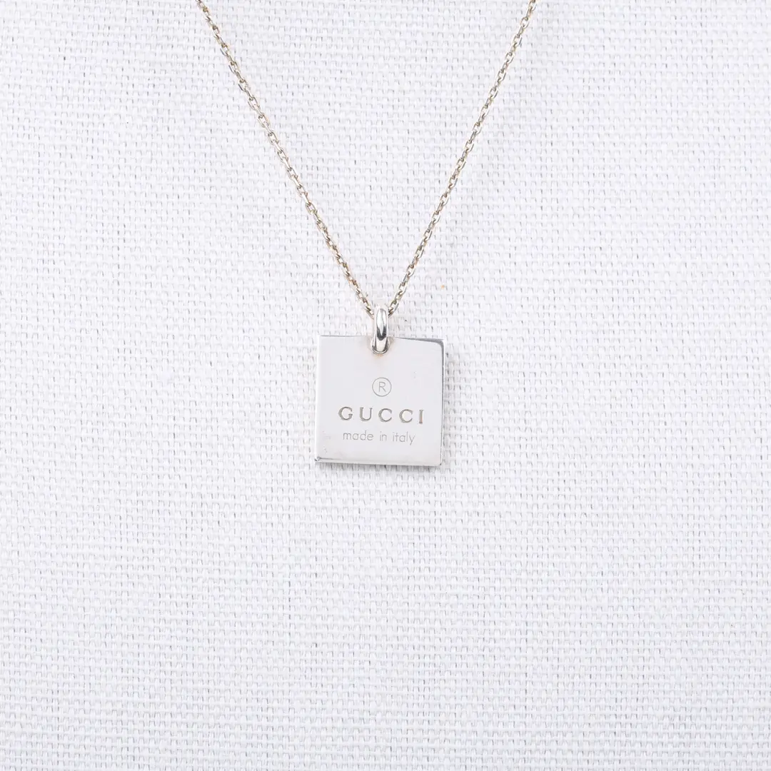 Gucci Trademark Square Silver Sterling Silver Necklace