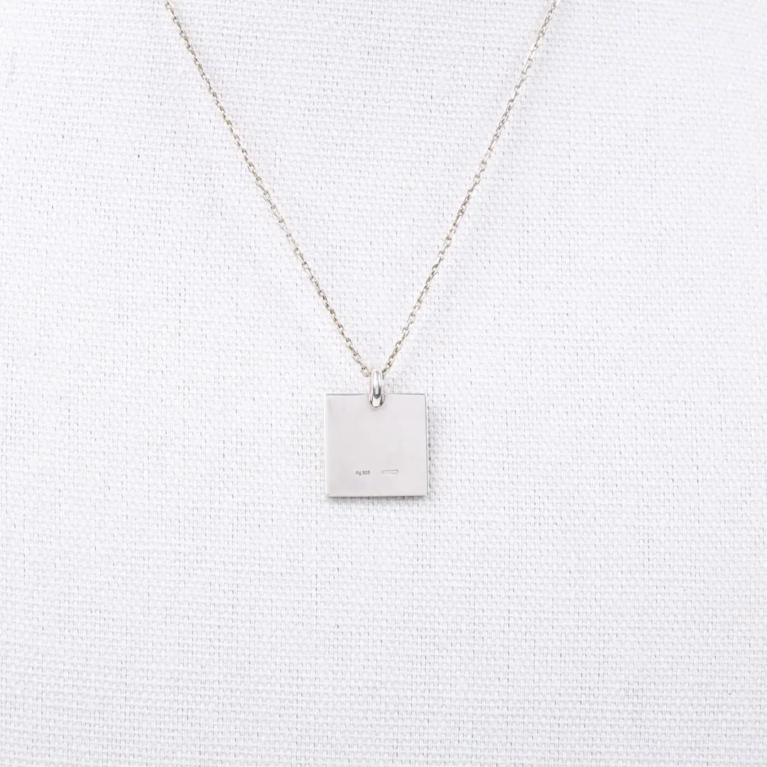 Gucci Trademark Square Silver Sterling Silver Necklace