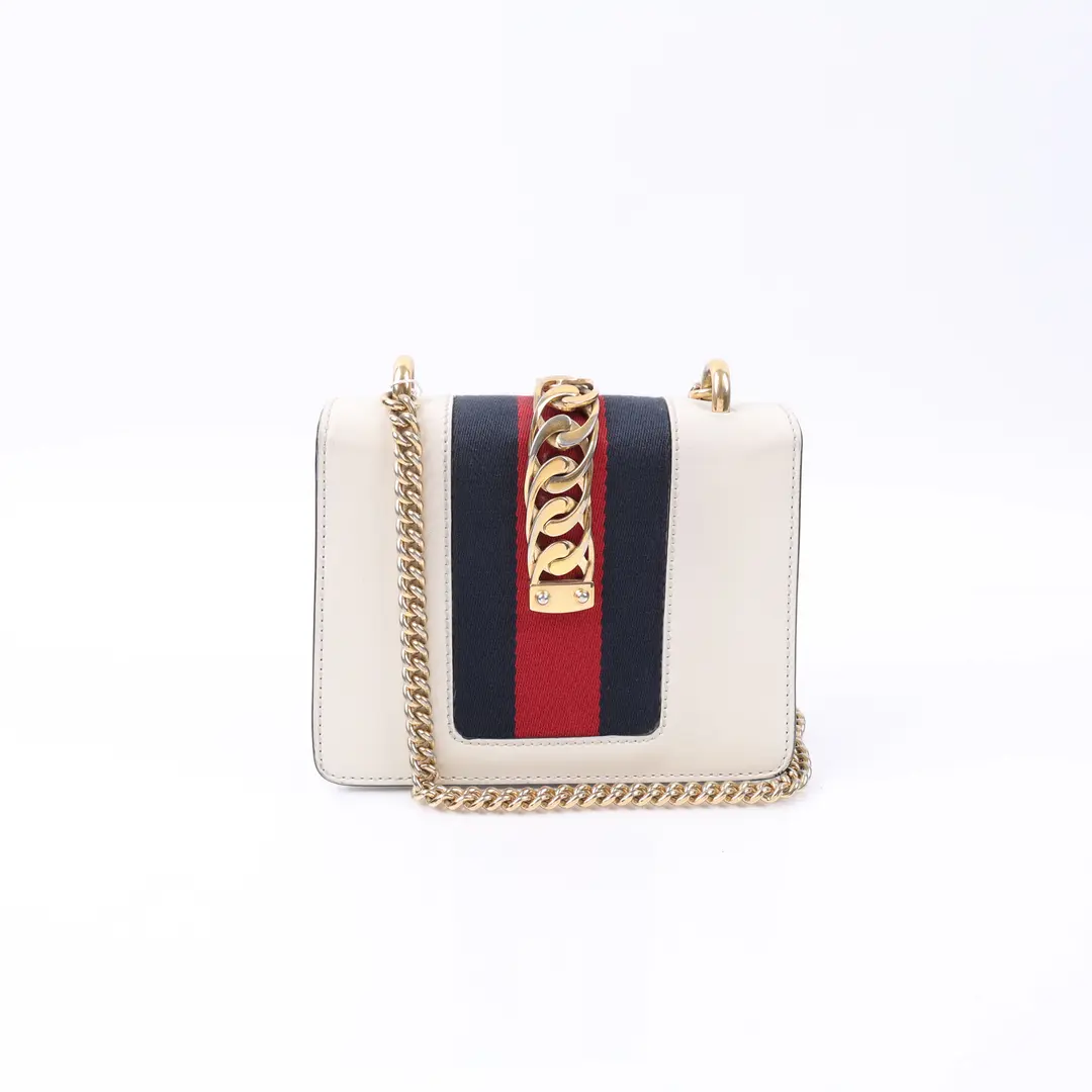 Gucci Sylvie White Leather Shoulder Bag