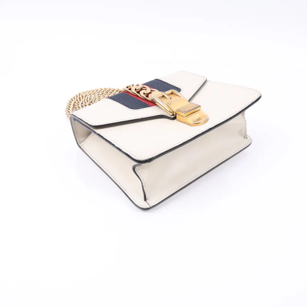 Gucci Sylvie White Leather Shoulder Bag