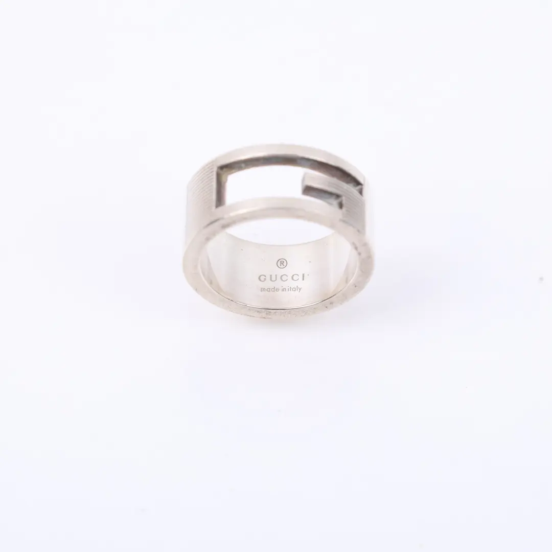 Gucci G Cut-Out Silver Sterling Silver Size 7 Ring