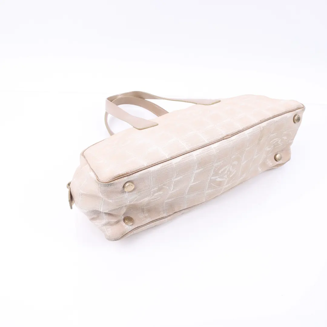 Chanel New Travel Line Beige Nylon Shoulder Bag