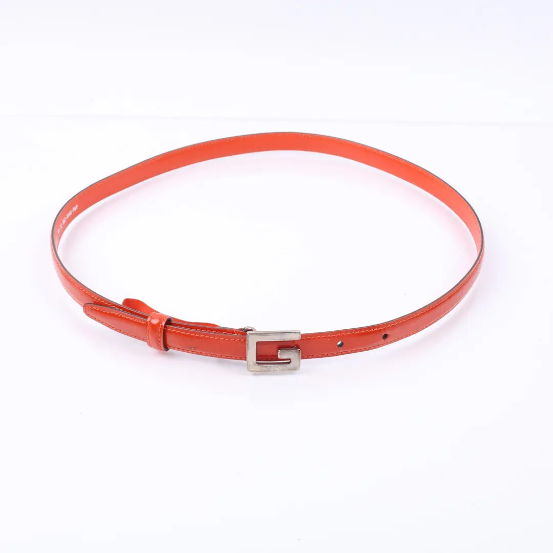 Gucci G Buckle Orange Patent Leather 80 Belt