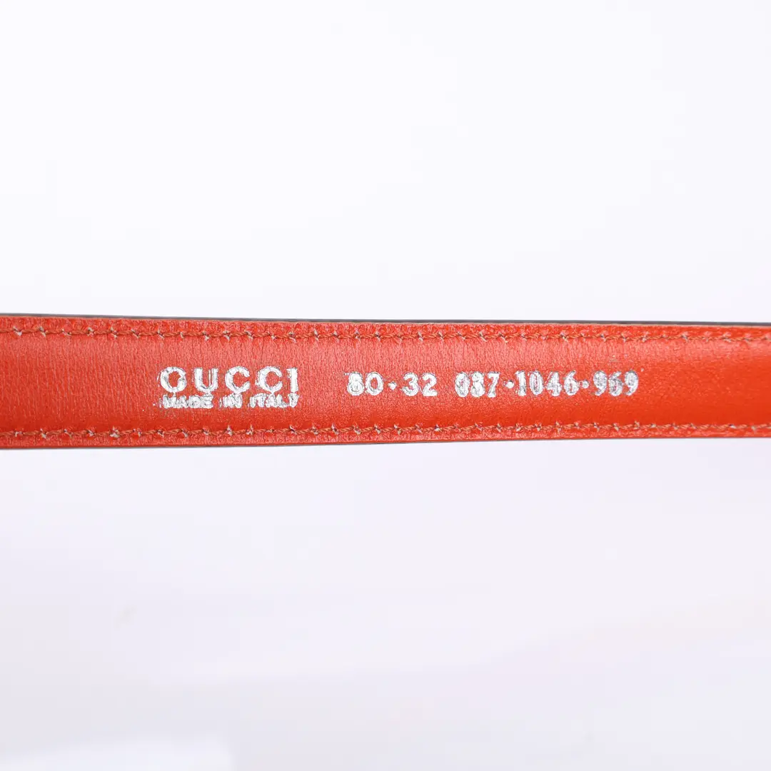 Gucci G Buckle Orange Patent Leather 80 Belt
