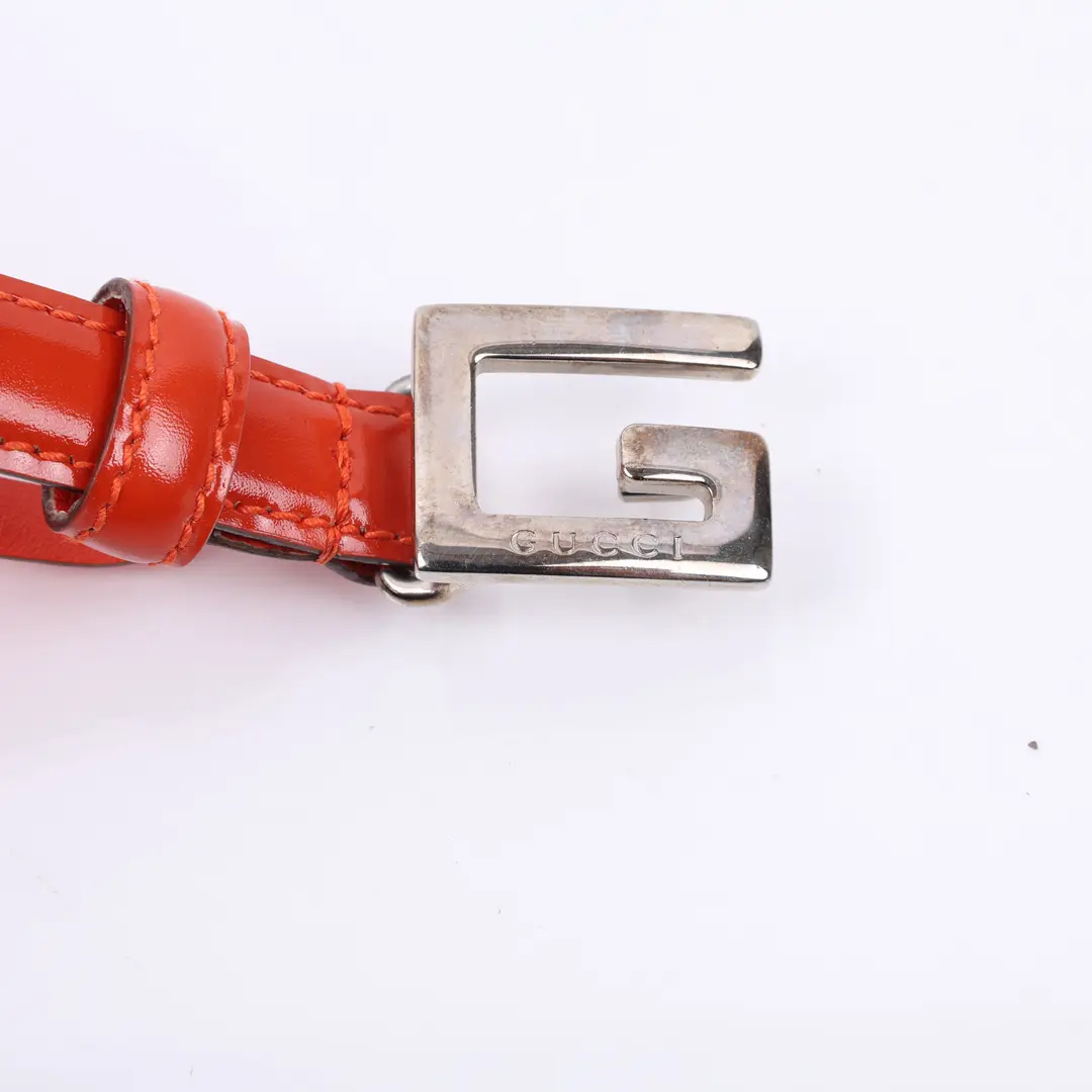Gucci G Buckle Orange Patent Leather 80 Belt