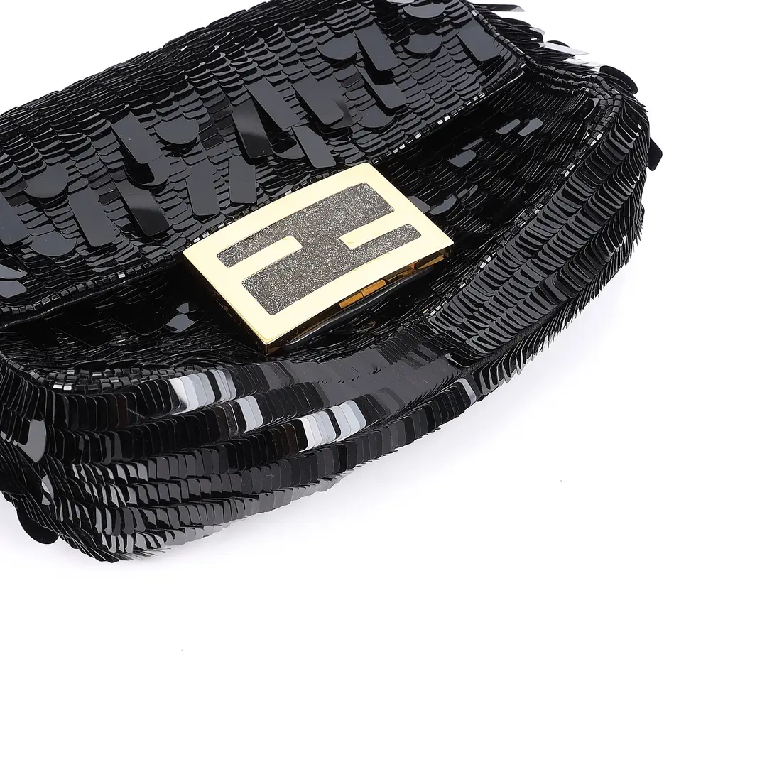 Fendi Baguette Black Sequins Mini Shoulder Bag