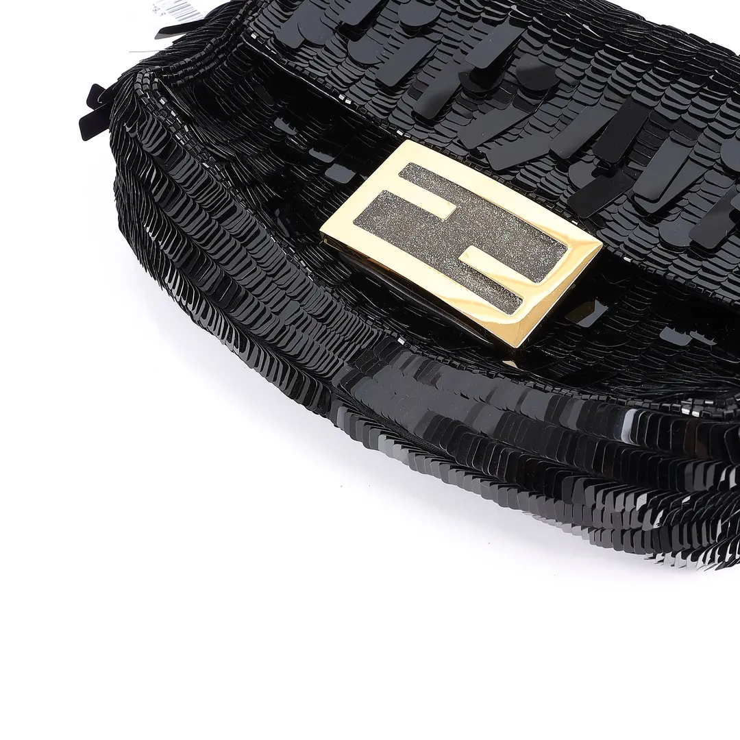Fendi Baguette Black Sequins Mini Shoulder Bag