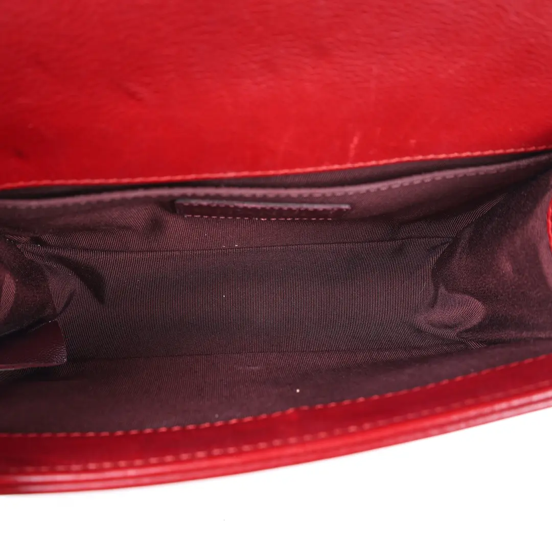 Chanel Boy Red Leather and Calf Hair Shoulder Bag