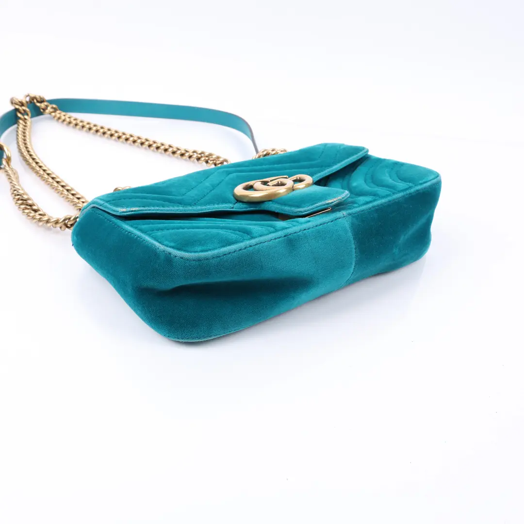 Gucci GG Marmont Blue Velvet Shoulder Bag