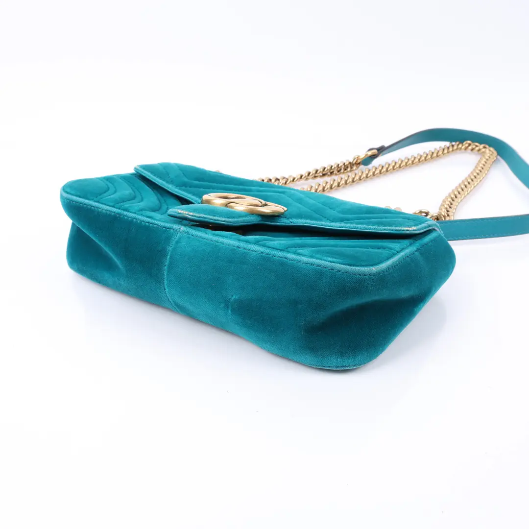 Gucci GG Marmont Blue Velvet Shoulder Bag